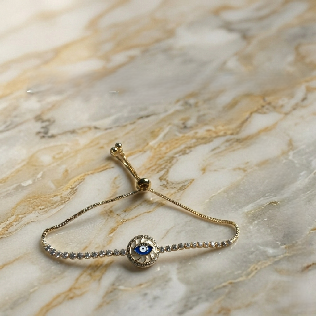 Evil Eye Adjustable Bracelet - Gold